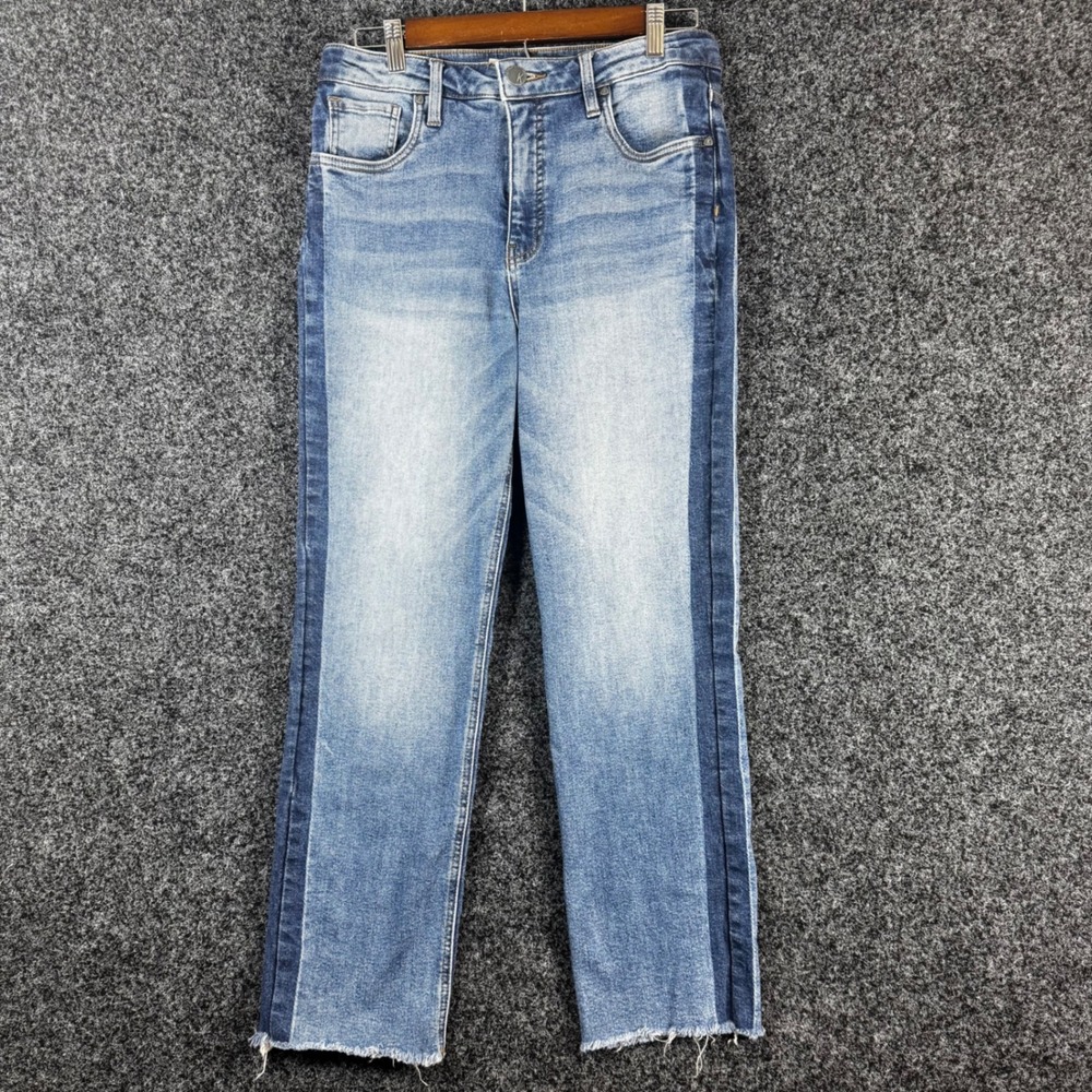 Kut From The Kloth Elizabeth High Rise Ankle Straight Leg Jeans Blue 8L Stripe‎